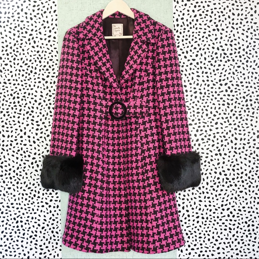 Nanette Lepore Houndstooth Wool Blend Coat - Picture 1 of 8